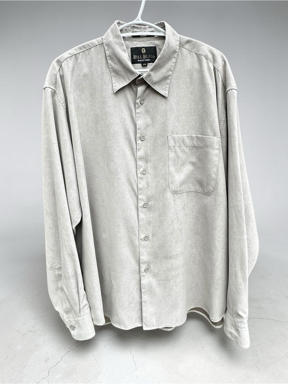 Vintage Bill Blass Black Label Faux Suede Button Down Shirt / Overshirt - L Grey